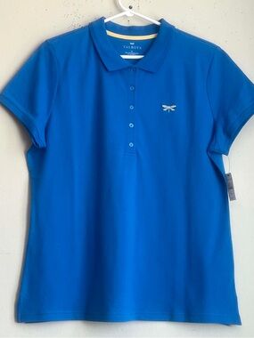 Talbots Royal Blue Short-Sleeve Polo Top with Dragonfly Emblem